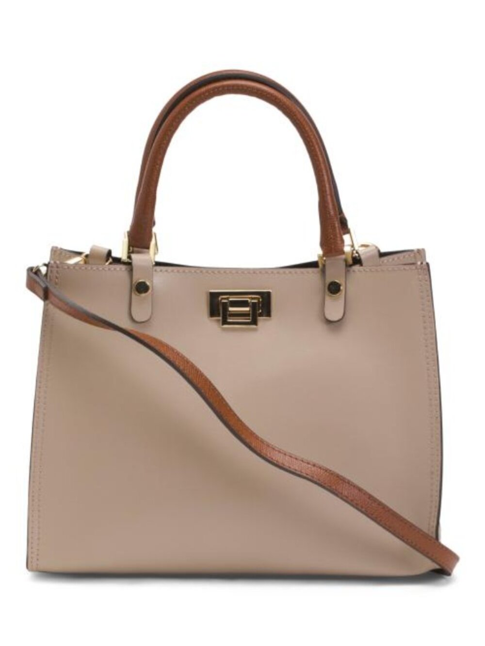 CHEVAL Beige Made In Italy Leather Satchel